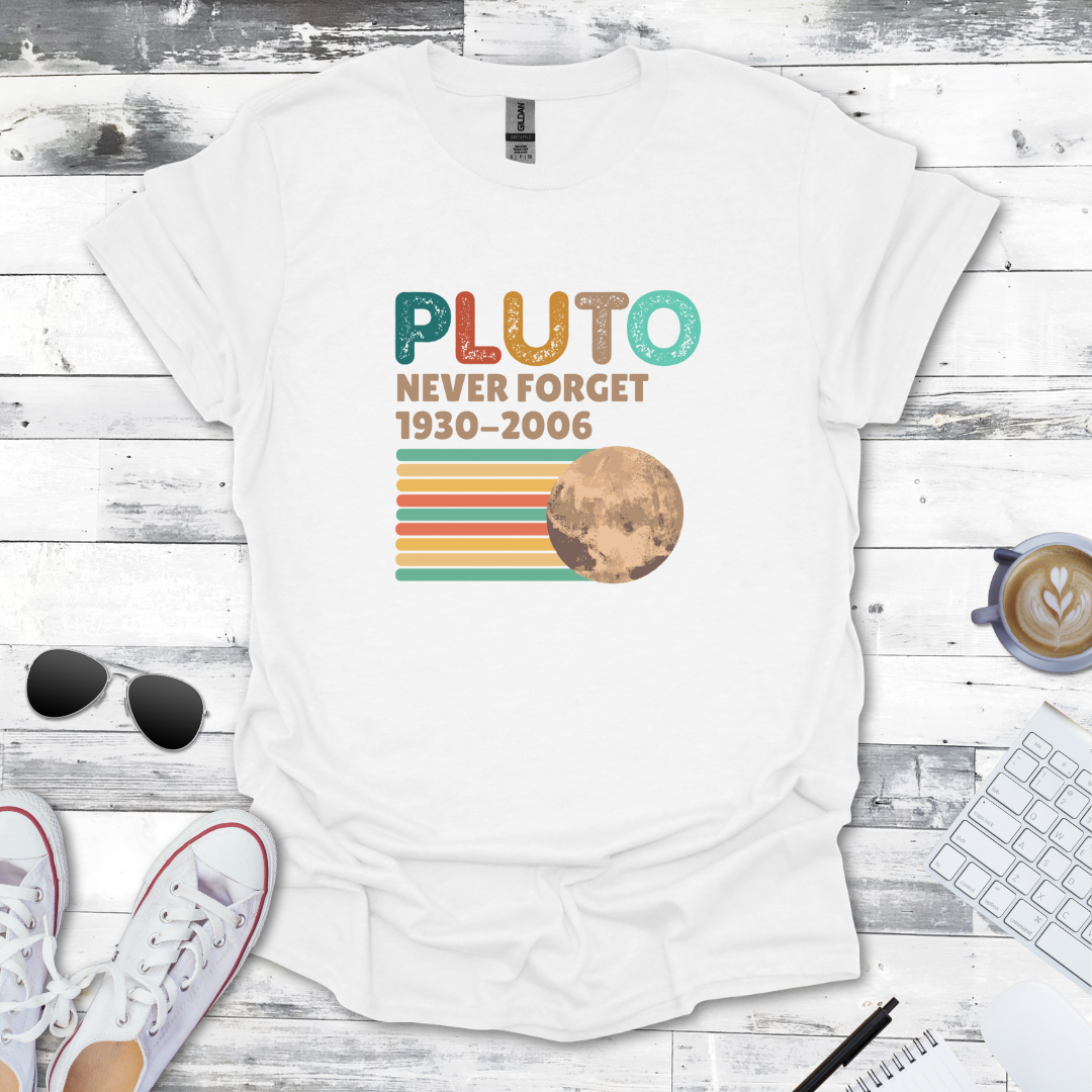 Pluto Never Forget Retro Space Tee