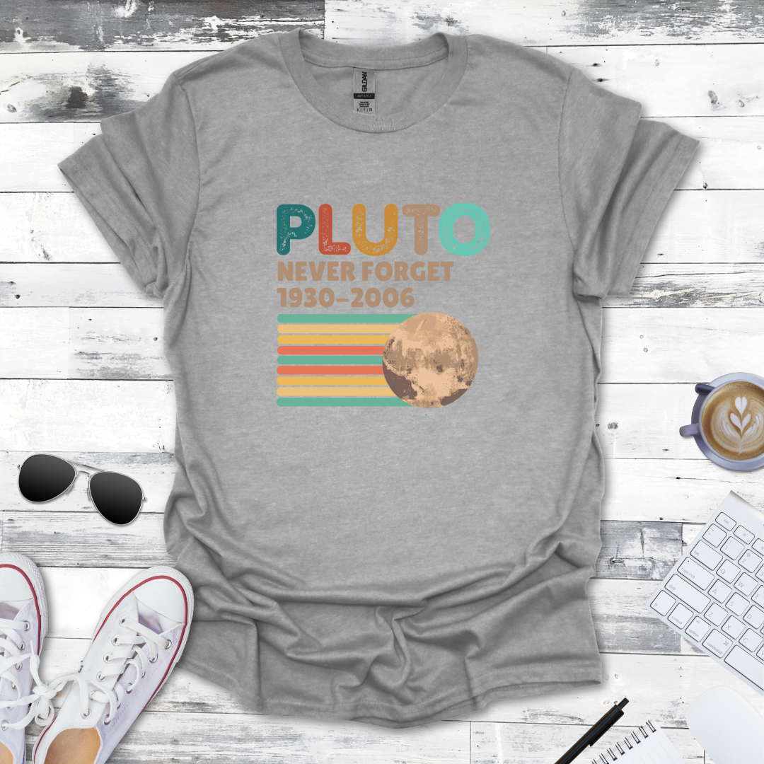 Pluto Never Forget Retro Space Tee