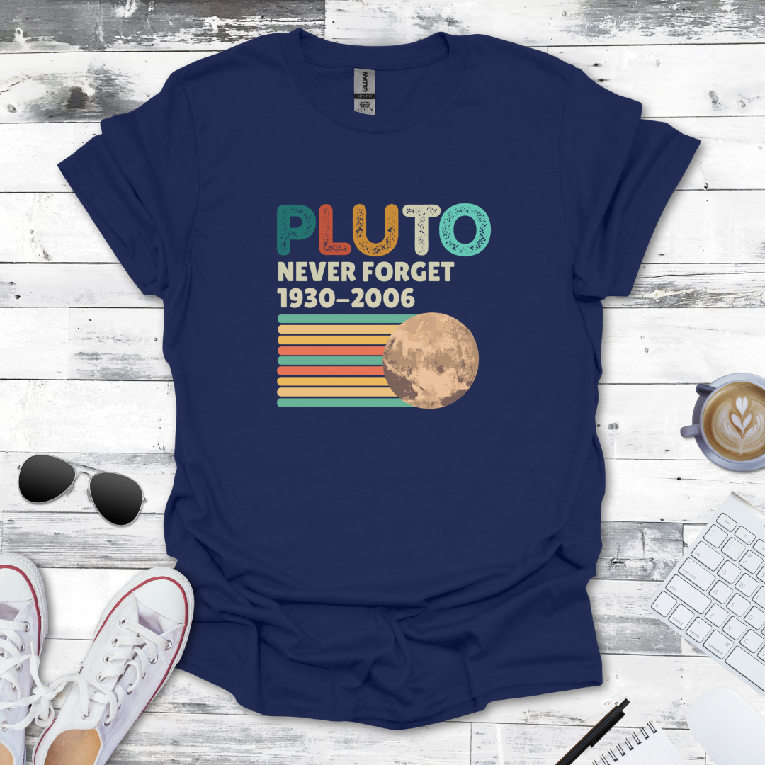 Pluto Never Forget Retro Space Tee